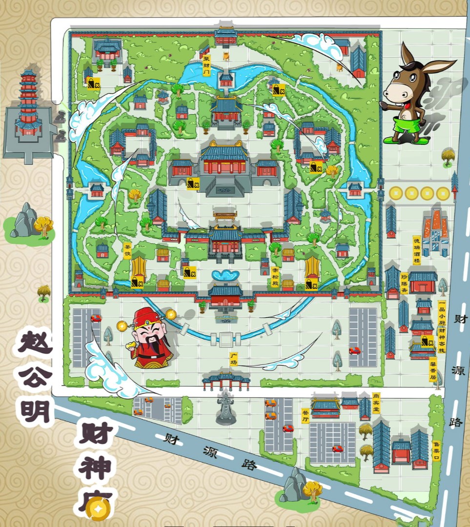 柳城寺庙类手绘地图